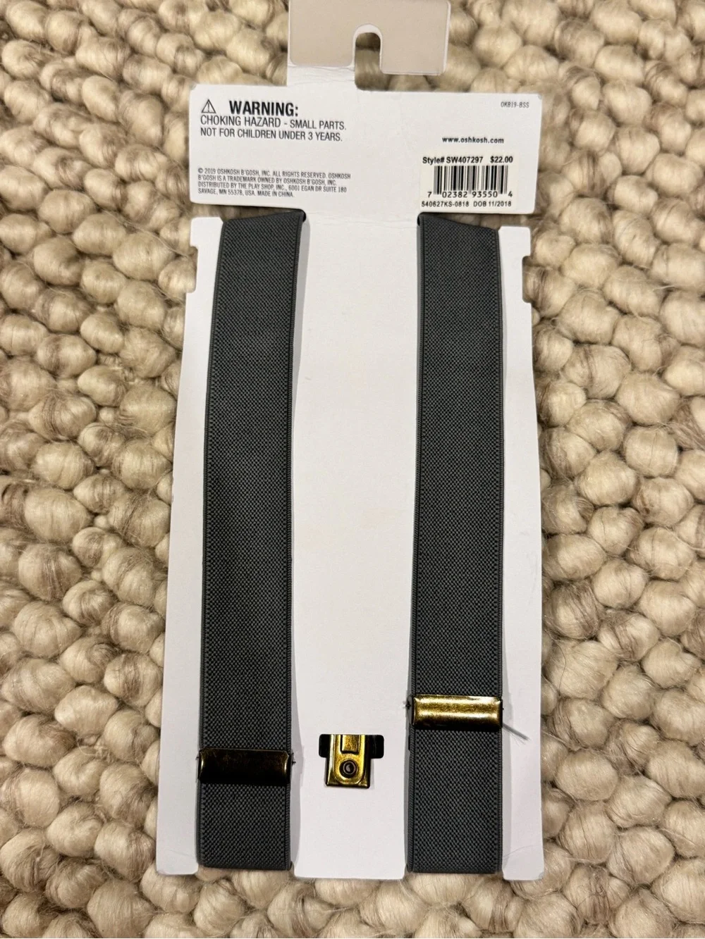 Boys Osh Kosh B’gosh Gray Suspenders
